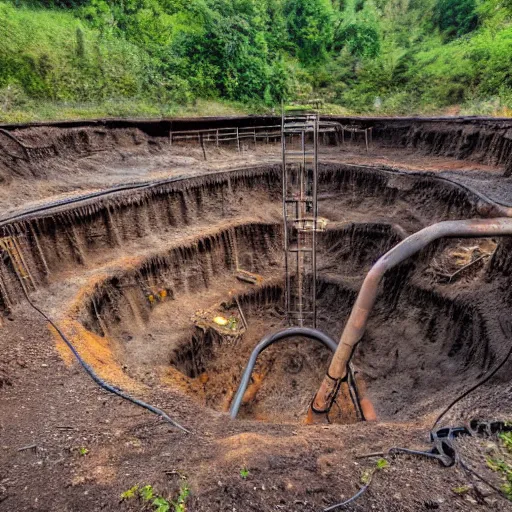 Image similar to underground mine with rusty pipes