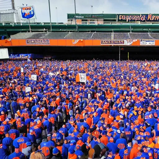 Image similar to photo for NYTimes Story - Hundreds of ny mets fans protest outside stadium as beer prices double