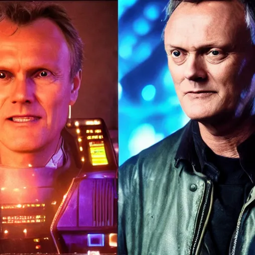 Image similar to Anthony Head as Cyberpunk Uther