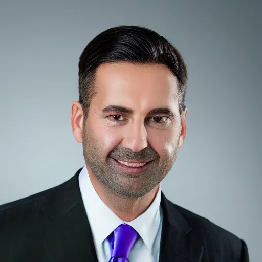 Prompt: corporate portrait, senior sales ceo executive vp, purple green color scheme, professional studio lighting, hyperreal detailed lifelike facial features, corporate portraiture, headshot,