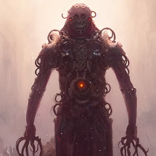 Image similar to mechanical king of mind flayer, elden ring, by greg rutkowski