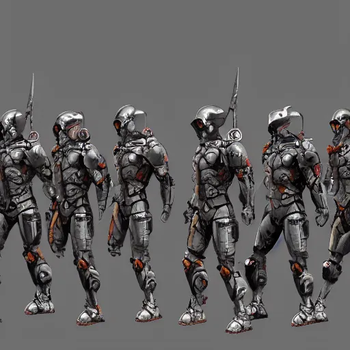 Prompt: Cyborg soldiers marching in battle inspired by Spartan style armor, digital painting trending on artstation, unreal engine, 4KHD, highly detailed, award winning, Sparta!!! Cyborg!!!