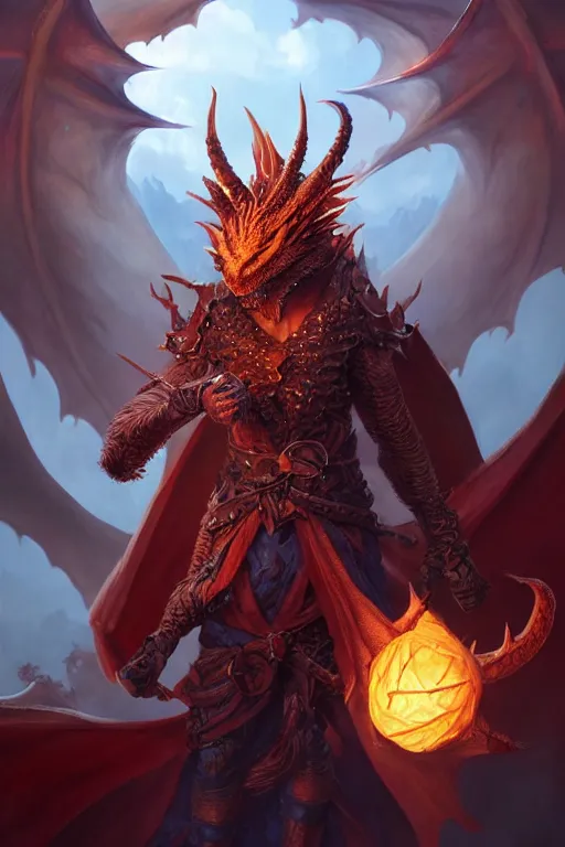 Image similar to epic dragon warlock character design, highly detailed, d & d, fantasy, highly detailed, digital painting, trending on artstation, concept art, sharp focus, illustration, global illumination, ray tracing, realistic shaded, art by artgerm and greg rutkowski and fuji choko and viktoria gavrilenko and hoang lap