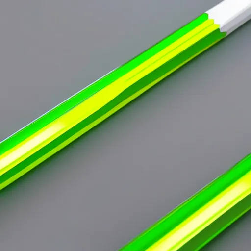 Prompt: pencil, glowing green plastic, white background, isometric, 3d render