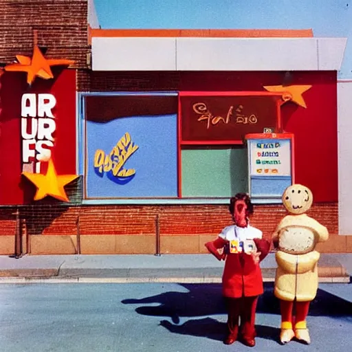 Image similar to Art for a mascot of a fast food chain, 1960, colour photography