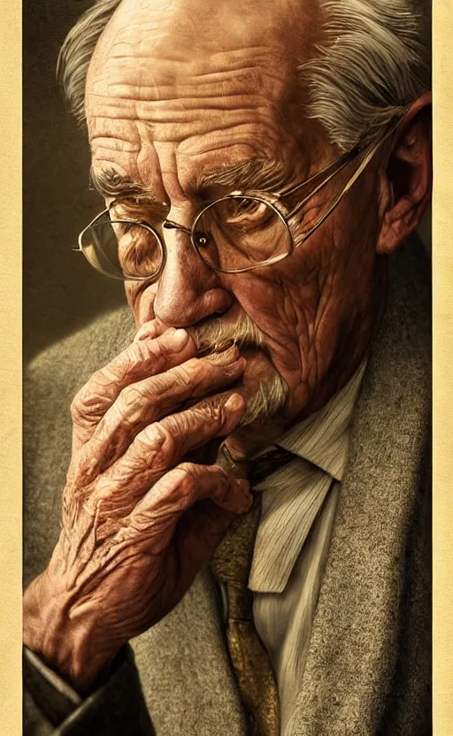 Image similar to old man doing hard work, do what we can, then leave it to god, d & d, non - fiction, intricate, elegant, highly detailed, digital painting, pinterest, concept art, intricate, sharp focus, illustration, art by robin eley, paul lung, samuel silva