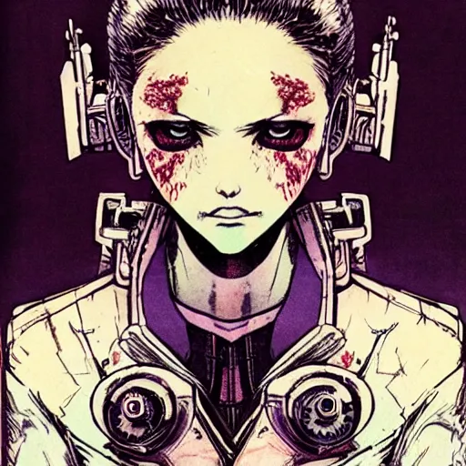 Prompt: android, killer - girl, 1 / 8 katsuya terada, style of cyberpunk, night, city, high detail of the beautiful face