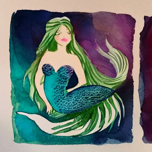 Prompt: mermaid aquarel