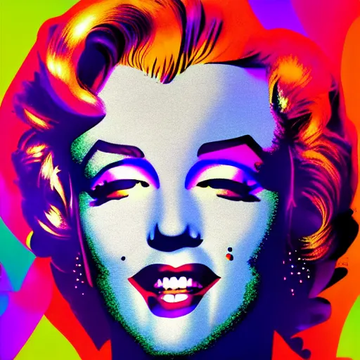 Image similar to surreal Marilyn Monroe covered in chromatic distortions mysterious place, beautiful, pscychodelic, trending on artstation, artwork by midjorney