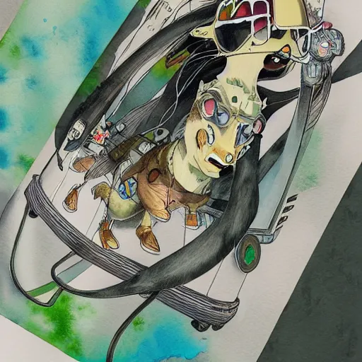 Prompt: ratfink, centered award winning watercolor pen illustration, by caroline choi, edited by range murata