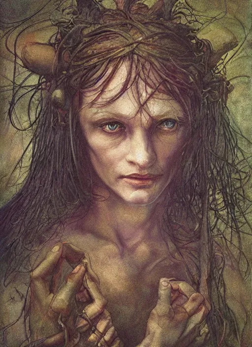 Prompt: portrait of diety of family and farming, coherent! by brom, by brian froud, deep color, strong line, high contrast