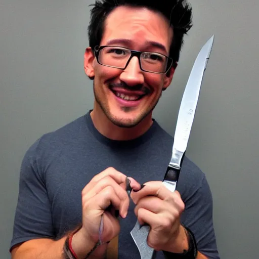 Image similar to markiplier with a knife