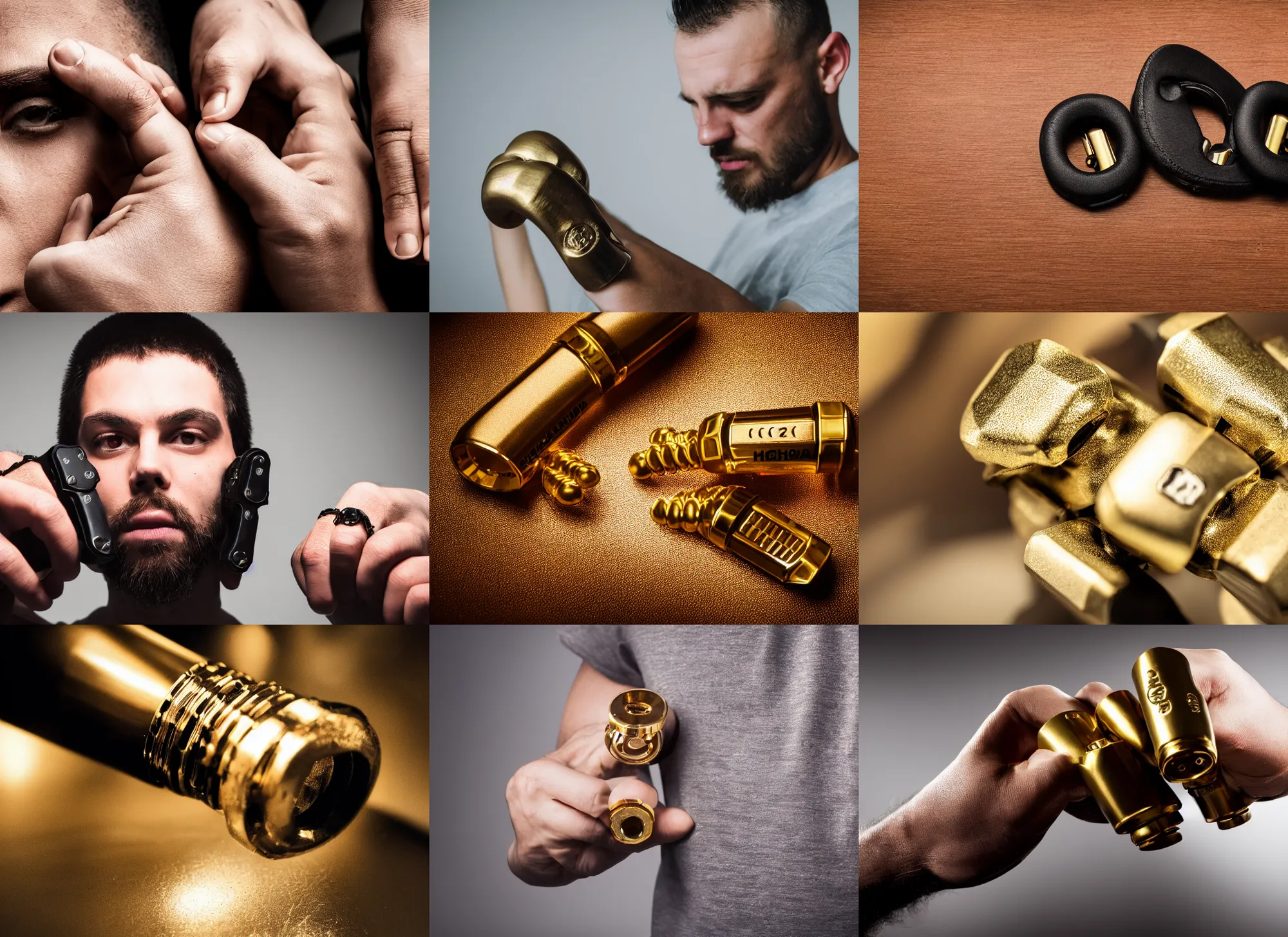 Prompt: photo still of brass knuckles, 8 k, studio lighting bright ambient lighting key light, 8 5 mm f 1. 8