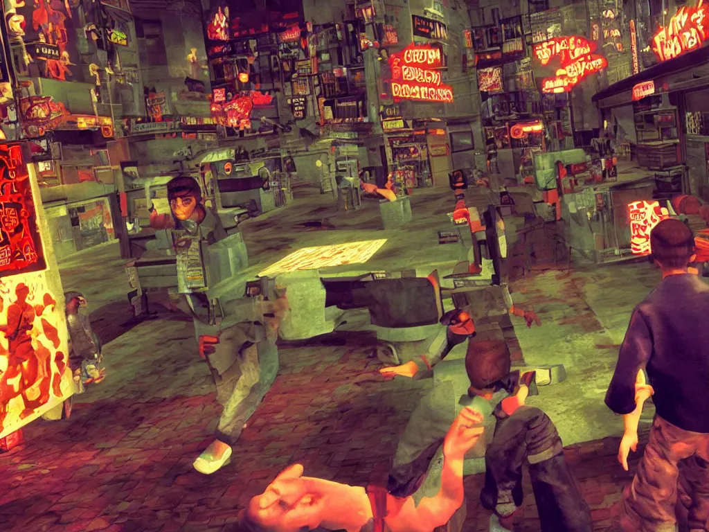 Image similar to Enter the Void by Gaspar Noe as a third person PS1 game