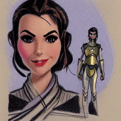 Image similar to milt kahl sketch of victoria justice as princess padme from star wars episode 3