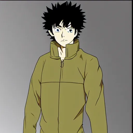 Image similar to spike spiegel wearing techwear, anime