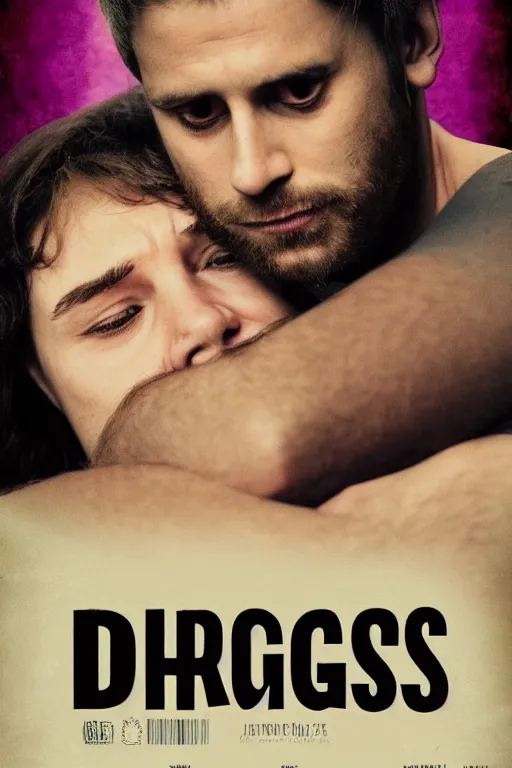 Image similar to drugs & hugs movie poster, official promotional cinematic movie poster for the film drugs and hugs