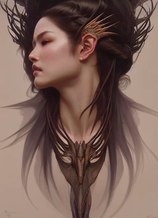 Image similar to concept art by artgerm, portrait of yautva predator, soft natural light, intricate, elegant, highly detailed, my rendition, digital painting, artstation, concept art, smooth, sharp focus, illustration, art by greg rutkowski and alphonse mucha and uang guangjian and gil elvgren, symmetry!!