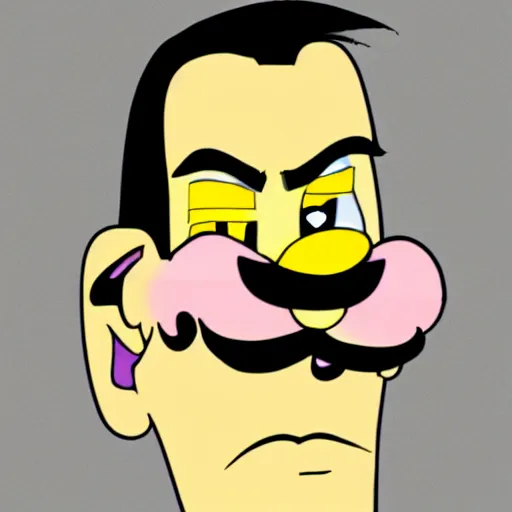 Image similar to Waluigi with a distorted stretched face
