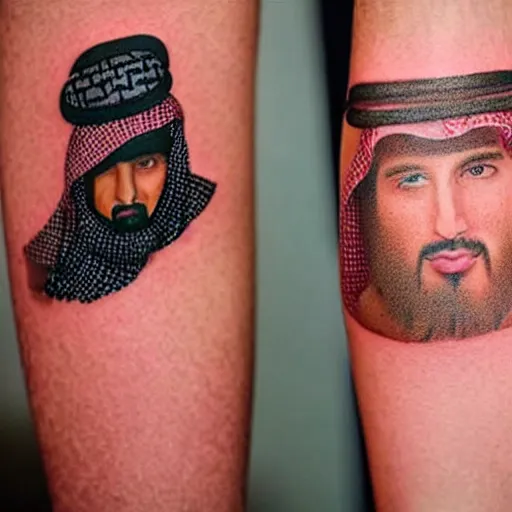 Image similar to a tattoo of a mohammed bin salman