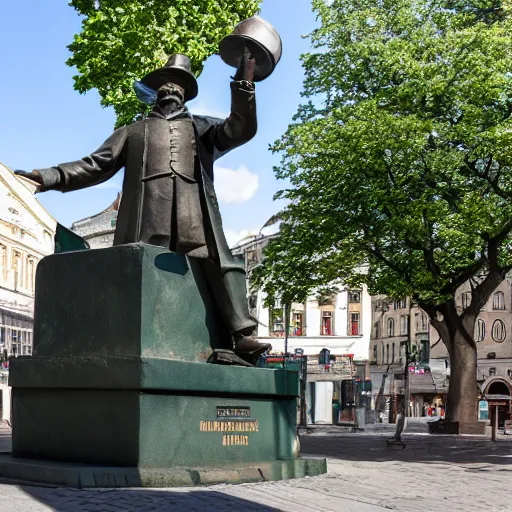 Image similar to a statue of otto von bismarck in the middle of a city square in america.