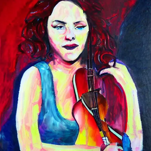 Prompt: portrait of singer emma shapplin, expressive inherent theme, by master artist