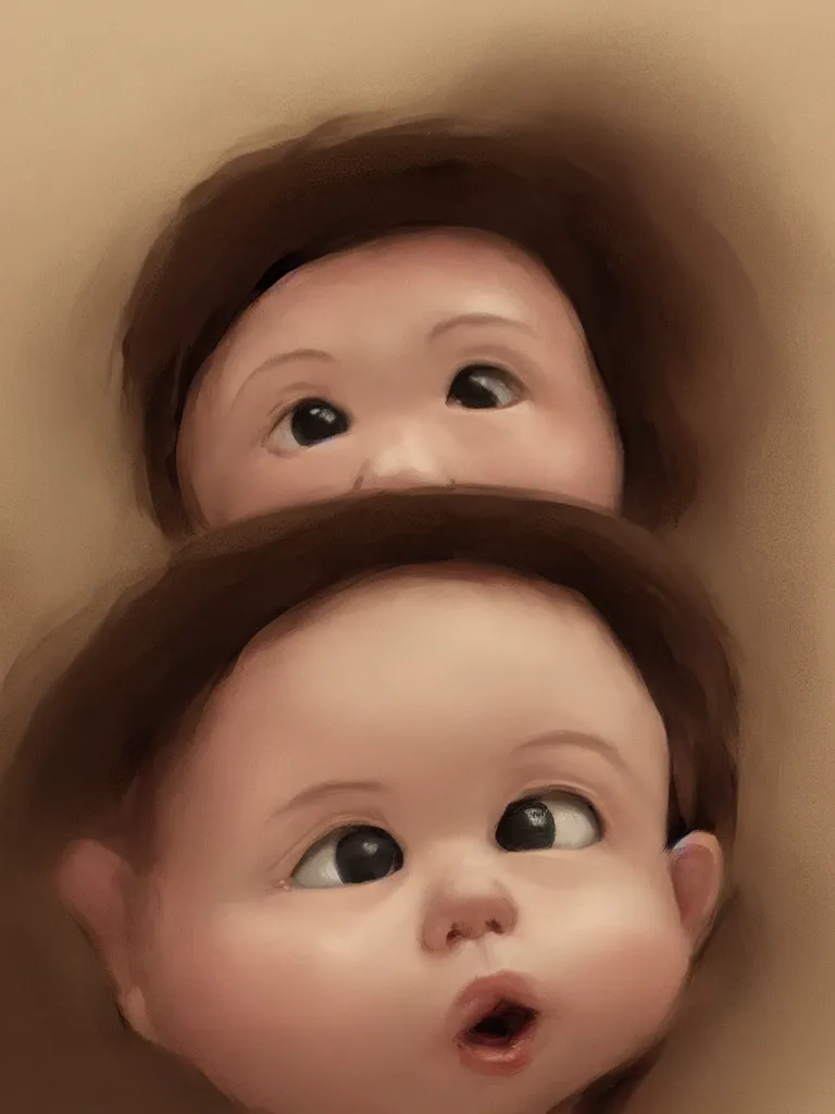 Prompt: baby close up by Disney Concept Artists, blunt borders, rule of thirds