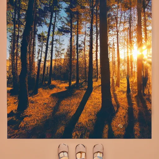 Image similar to sunrise nordic forest, sparkling spirits, detailed wide shot, crayon, ground detailed, wet eyes reflecting into eyes reflecting into infinity, beautiful lighting