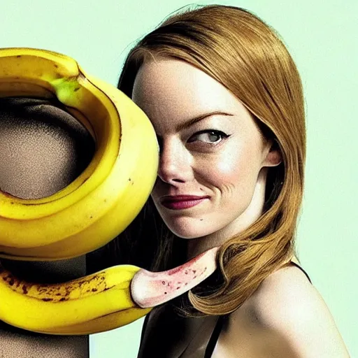 Image similar to a banana looks like emma stone, dark humor, dalle 2 reference