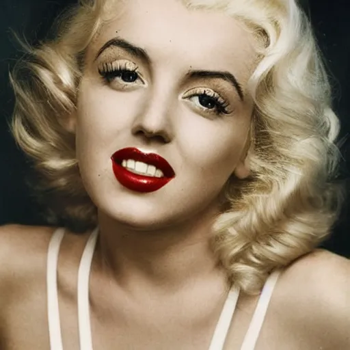 Image similar to a portrait photo that looks like a mix of ana de armas and Marilyn Monroe. C 14.0