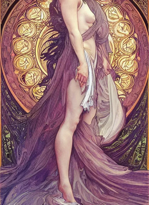 Image similar to Emma Watson as Driada, full body shot, cute, fantasy, intricate, elegant, highly detailed, digital painting, 4k, HDR, concept art, smooth, sharp focus, illustration, art by alphonse mucha,artgerm, H R Giger