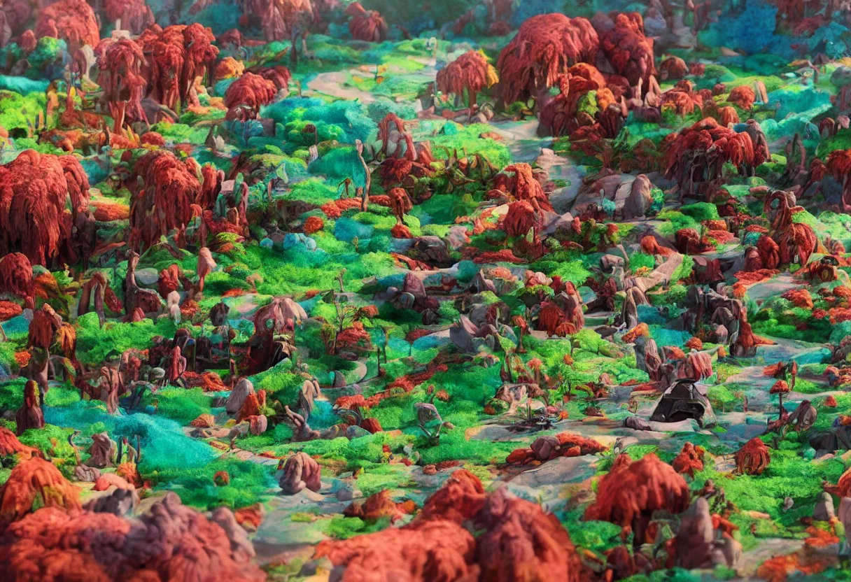 Image similar to claymation landscape, amazing design, Kubo and the two strings stop motion