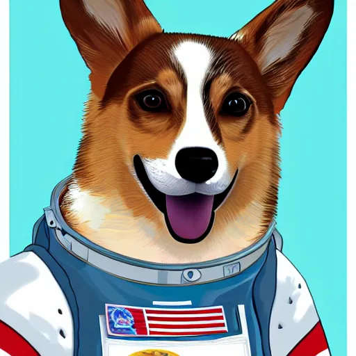 Prompt: portrait of a corgi cosmonaut, cell - shaded, detailed, beautiful, dynamic