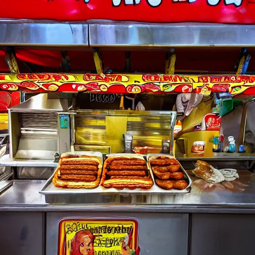 Image similar to hot dog street food stand amateur photography with flash