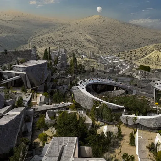 Image similar to scifi futuristic city of tzfat