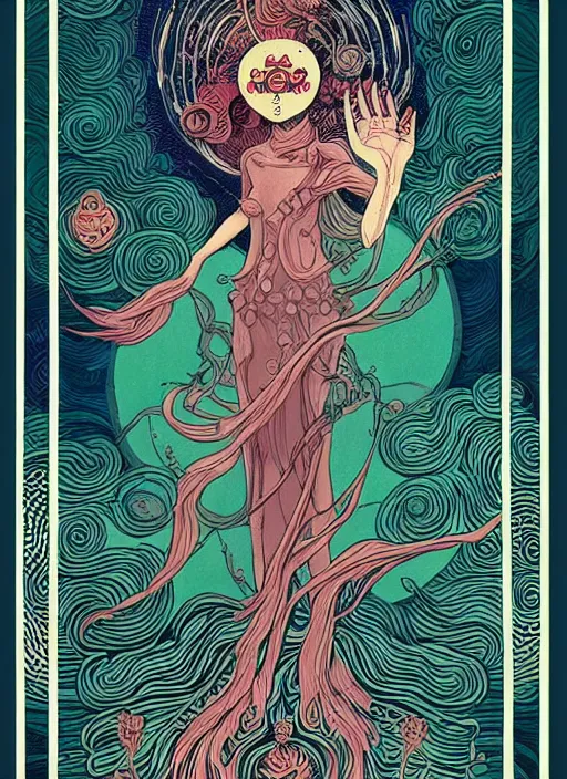 Image similar to beautiful tarot illustration of death, in the style of james jean and victo ngai and sam guay and moebius and sam spratt, mystical colors, trending on artstation