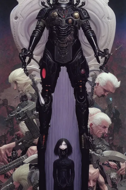 Image similar to portrait of joe biden goth cyborg with white hair in warhammer armor, art by kuvshinov ilya and wayne barlowe and gustav klimt and artgerm and wlop and william - adolphe bouguereau