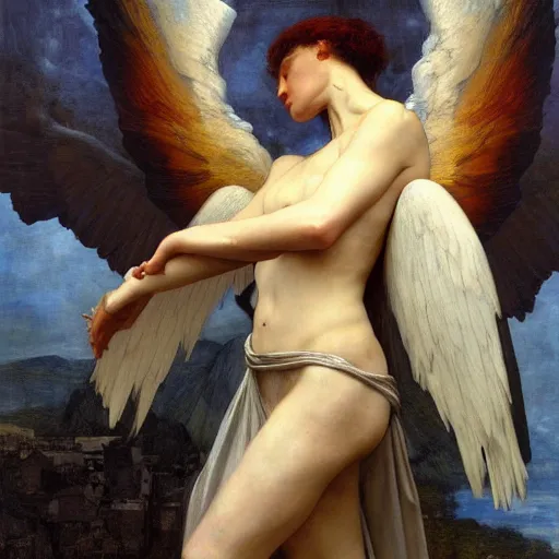 Prompt: an angel falls from grace, rage and pain, by edgar maxence and caravaggio and michael whelan and delacroix style, artistic, intricate drawing, light brazen, realistic fantasy, extremely detailed and beautiful aesthetic face, establishing shot, 8 k resolution, dramatic lighting