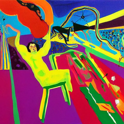 Image similar to a beautiful painting of a space battle with wild, bright colors. salvador dali by gwenda morgan, by david hockney casual, frightful