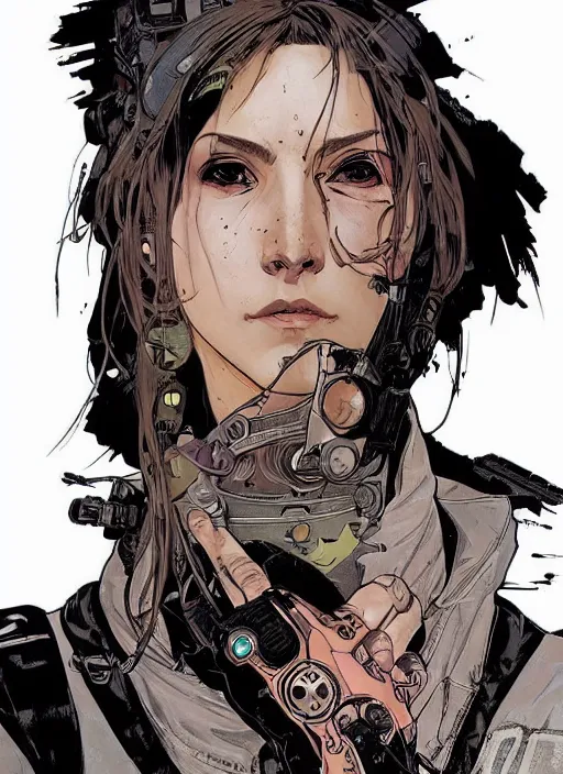 Prompt: cyberpunk assassin. portrait by ashley wood and alphonse mucha and laurie greasley and josan gonzalez and james gurney. apex legends, rb 6 s, hl 2, d & d, cyberpunk 2 0 7 7. gorgeous face.