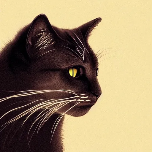 Image similar to portrait of a cat, trending on artstation, by wayne mcloughlin, backlighting