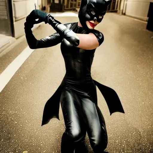 Prompt: margot robbie as catwoman, dc, photography, cute,