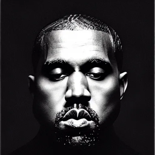 Prompt: a ( ( ( ( ( ( ( ( ( chiaroscuro lighting portrait ) ) ) ) ) ) ) ) ) ) of kanye west ( ( ( ( ( ( ( ( ( dressed as rick owens ) ) ) ) ) ) ) ) ), black background, portrait by julia margaret cameron, shallow depth of field, 8 0 mm, f 1. 8