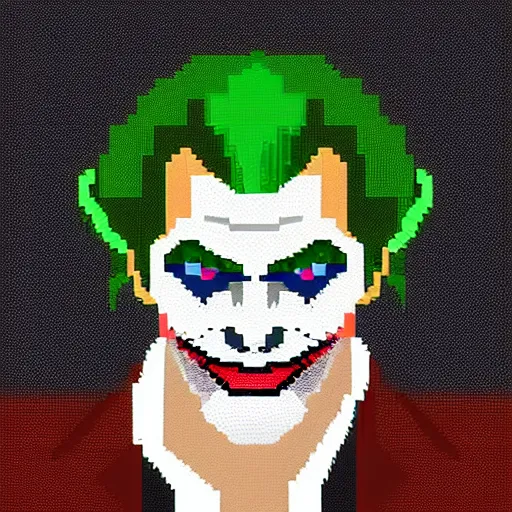 Image similar to Pixel art of Willem Dafoe as the Joker