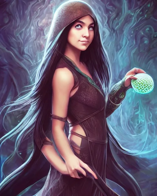 Image similar to portrait of elven teenage mage with long black hair holding dragon egg by artgerm modern fantasy 4 k ultra high resolution