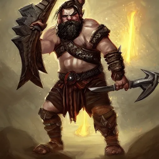 Image similar to fierce bearded dwarf, warrior, huge doubleaxe, scary, long hair, DnD art, epic fantasy style art, fantasy epic digital art, epic fantasy art, hearthstone style art