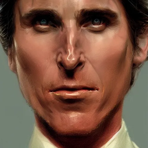 Prompt: Christian Bale as Patrick Bateman, Closeup character art by Donato Giancola, Craig Mullins, digital art, trending on artstation