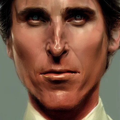 Image similar to Christian Bale as Patrick Bateman, Closeup character art by Donato Giancola, Craig Mullins, digital art, trending on artstation