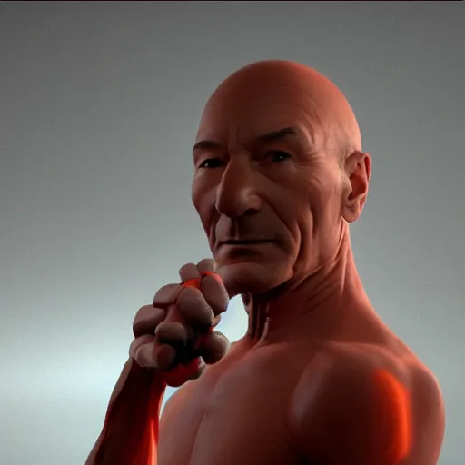 Prompt: hyperrealistic film still of patrick stewart fused with a carrot, tall carrot body, stunning 3 d render, inspired by istvan sandorfi & greg rutkowski & unreal engine, perfect symmetry, dim volumetric cinematic lighting, 8 k octane comprehensive render, extremely hyper - detailed, incredibly lifelike attributes, intricate, real flesh texture, masterpiece, artstation, stunning,