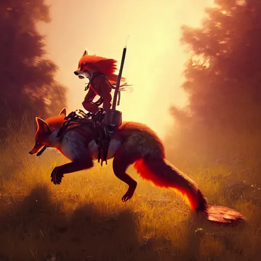 Prompt: splash art of cute feminine anthropomorphic vulpes vulpes fulva bounty huntress in the wild west, rugged clothes, motion blur, firefight, high energy action : by weta, greg rutkowski, wlop, ilya kuvshinov, rossdraws, artgerm, octane render, iridescent, bright morning, anime, liosh, mucha